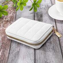 Màu thuần Chần Ngắn Ví , Của phụ nữ Mini Ví , Thẻ đa năng Slot Ví thẻ - trắng - Xem 2