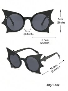 1 件女士派对嘻哈趣味蝙蝠时尚眼镜，适合万圣节派对、夏季海滩度假、户外、旅行