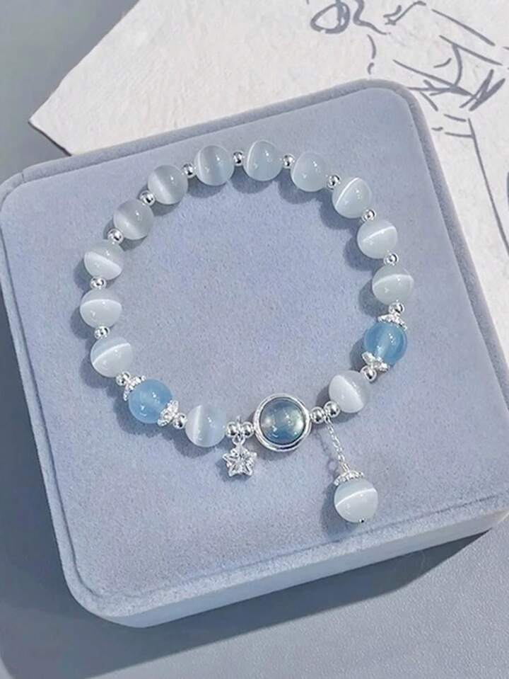 。.*☀︎꒰ঌ空໒꒱☀︎*.。天然石リンゴを持った猫のブレスレット ☀︎꒰ঌ空໒꒱☀︎*.。天然石リンゴを持った猫のブレスレット