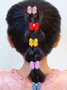 10 件裝兒童蝴蝶結領結裝飾髮帶,不損傷頭髮鬆緊帶 - 彩色 - 查看 3