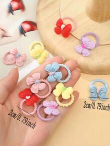 10 件裝兒童蝴蝶結領結裝飾髮帶,不損傷頭髮鬆緊帶 - 彩色 - 查看 2