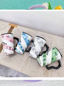 Unicorn And Fruit Ceramic Mug With Lid For Coffee Or Tea Spiral Design Gift Home Decoration - 灰色 - 查看 5