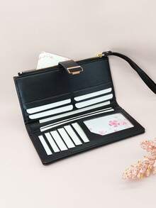 MINGYOU Sành điệu Tinh tế Mềm mại Vải Khóa Dài Đa chức năng Dung lượng lớn Ví , Đa chức năng Dây kéo Có thể mang đi Học sinh Ví thẻ Ví tiền xu , Hoa Cỏ Dễ thương Phù hợp Trẻ Học sinh Qủa tặng NỮ Ví - màu đen - Xem 8