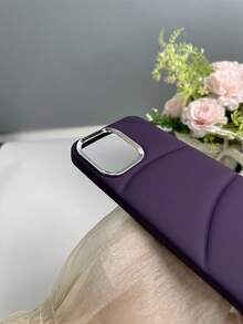 1入組深紫色防震手機殼帶毛絨襯裡、電鍍銀框和大相機保護兼容 Iphone 型號兼容 iPhone15/15Plus/15Pro/15Promax - 彩色 - 查看 3