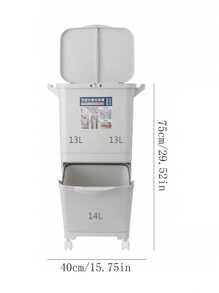 Cubo De Basura Doméstico De Doble Capa Con Tapa, Gran Capacidad, Separación Húmeda/seca, Cubo De Basura Para Almacenaje De Cocina, 1 Ud. - Blanco - Ver 5