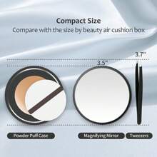 30x Magnifying Makeup Mirror With Suction Cups And Eyebrow Tweezer, Compact And Portable Mirror (Get A Closer Look) - Black - View 3