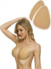 1pair Water Drop Shaped Invisible Adhesive Lifting Bra For Large Breasts, Suitable For Running And Sports - Apricot - View 1