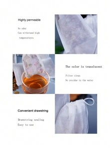 100 pièces Sachets de thé jetables en tissu non tissé avec cordon, sachets d'herbes/de soupe pour infusion, cuisson, outil de cuisine, retour à l'école