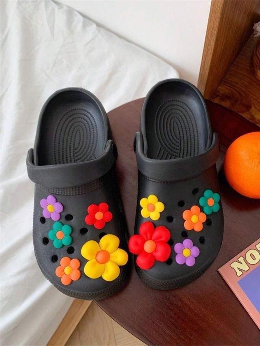 10pcs/Set Funny Cute Versatile Shoe Flower Ornaments, Multicolored Floral Shoe Accessories Suitable For Unisex Sandals (Shoes Not Included), Non-Integrated Decorative Buttons - Multicolor - View 1
