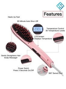 Cepillo Alaciador Para Cabello Peine Electrico Plancha De Ceramica Caliente Para Pelo Antiestatico Temperatura Ajustable Pantalla LED