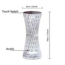1 件小腰水晶檯燈,rgb 16 色,由 Usb 線供電,觸控控制色溫可調,浪漫 Led 玻璃水晶觸控燈,適用於酒吧、遊戲室、床頭櫃、臥室派對、浪漫情人節禮物 - 無色 - 查看 7