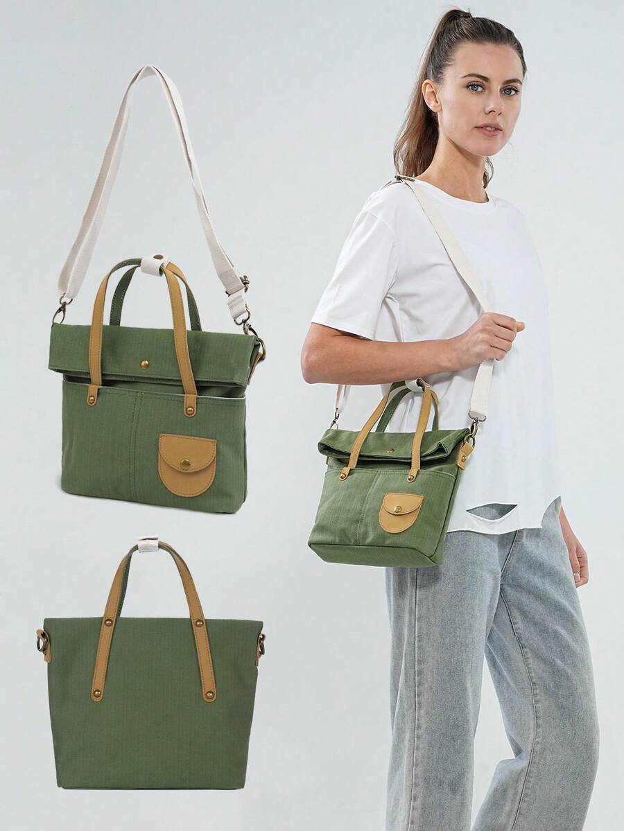 TINYAT Women Green Crossbody bag Fashion Bags Leisure White Shoulder Bags with Large Capacity for Shopping Daily Use - Green - View 1