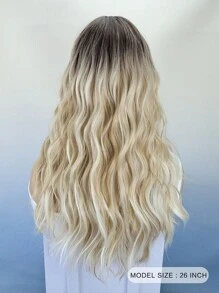 金發假髮帶劉海長款波浪高品質合成假髮適合女士萬聖節派對自然耐熱頭髮 - 金色 - 查看 3