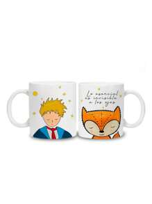 Taza con Frase "Lo Esencial es Invisible a los Ojos" de la historia del Príncipe, - Blanco - Ver 3