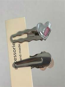 件裝女式 2000 年代風格可愛時尚金屬水鑽心形髮夾適合日常、約會、龐克和甜美女孩服裝