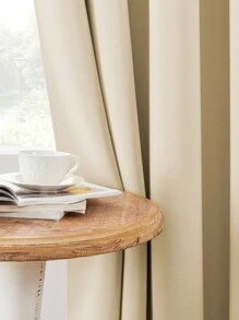 1pc Solid Color Polyester Blackout Curtains For Bedroom, Living Room, Balcony, Modern And Simple Design, Light Blocking, Sunscreen And Uv Protection, Ready To Hang - Beige - View 7