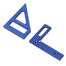 One Piece Blue Inch Carpenter Square Woodworking Square Protractor Aluminum Miter Triangle Ruler 3D Multi Angle 45/90 Degree Layout Measuring Ruler - Blue - View 8