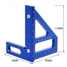 One Piece Blue Inch Carpenter Square Woodworking Square Protractor Aluminum Miter Triangle Ruler 3D Multi Angle 45/90 Degree Layout Measuring Ruler - Blue - View 2