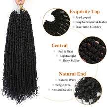 1 包柔软预扭 Passion Twist 钩针编织发，女士 24 英寸黑色自然弹簧扭卷发辫子长 Passion Twist 发合成接发，可作为圣诞礼物 - 黑色 - 查看 4