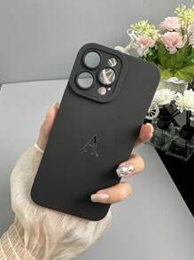 1pc Black Angel Eye TPU Phone Case With Silver A Logo Compatible With Iphone 16/16 Pro/16 Plus/16 Pro Max Models - Black - View 5