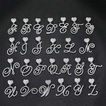 銀色連鎖字母吊墜項鍊,精緻字母吊墜附有a到z的不對稱字母陳述,不對稱字母頸鏈,禮品盒包裝 - 銀色 - 查看 2