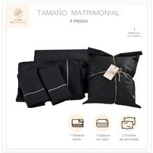 Juego de Sábanas Matrimonial 2800 Hilos Extra Suave Premium Lisa Soft Nature - Negro - Ver 8
