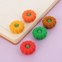 5pcs/set Halloween Pumpkin Shaped Erasers In Random Colors - Multicolor - View 3