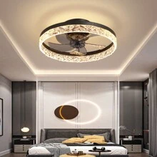 Ventilateur De Plafond Avec Lumière, Ventilateur De Forme Ronde Au Design Simple Avec Conversion De Fréquence Pour La Chambre À Coucher Et La Salle À Manger