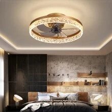 Ventilateur De Plafond Avec Lumière, Ventilateur De Forme Ronde Au Design Simple Avec Conversion De Fréquence Pour La Chambre À Coucher Et La Salle À Manger