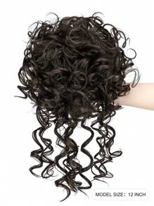 12 inches Synthetic Fiber Curly Hair Bun For Daily Wear, With Drawstring, Suitable For Women, Black Color - Black - View 3