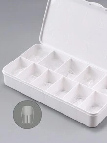 550片短方形软胶全覆盖美甲贴纸套装，11种尺寸全覆盖预成型假指甲，带收纳盒，适用于DIY家庭美甲沙龙美甲工具和用品 - 無色 - 查看 6