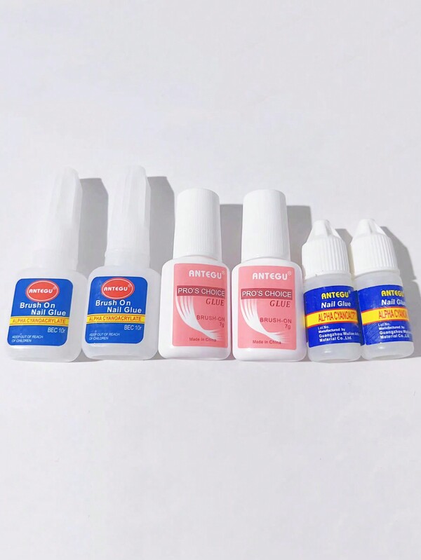 6 قطعة/المجموعة 10 جرام/7 جرام/3 جرام زجاجات غراء الأظافر مع فرشاة، أدوات تزيين الأظافر