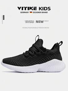 Kids Sneakers  Boy Girls Tennis Sport Running Sports Shoes Casual Walking Fashion Sneakers Black - 黑色 - 查看 6