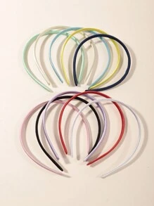 Conjunto De 10 Diademas Para El Cabello En Colores Sólidos, Hechas De Tela - Multicolor - Ver 4