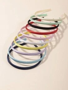 Conjunto De 10 Diademas Para El Cabello En Colores Sólidos, Hechas De Tela - Multicolor - Ver 2