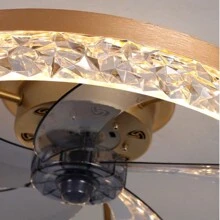 Ventilateur De Plafond Avec Lumière, Ventilateur De Forme Ronde Au Design Simple Avec Conversion De Fréquence Pour La Chambre À Coucher Et La Salle À Manger