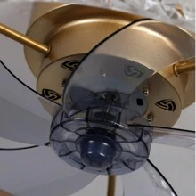 Ventilateur De Plafond Avec Lumière, Ventilateur De Forme Ronde Au Design Simple Avec Conversion De Fréquence Pour La Chambre À Coucher Et La Salle À Manger