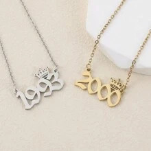 1 Miếng Thép không gỉ Vương miện & Số Chi tiết Áo len Vòng cổ dây  Đối với phụ nữ , Thiết kế độc nhất 1980-2023 - Nhiều màu - Xem 5
