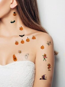 (30 miếng/bộ) Miếng dán hình xăm tạm thời hình mạng nhện bí ngô Halloween chống thấm nước và bền lâu thiết kế cá nhân hóa chân thực dành cho nam nữ - Nhiều màu - Xem 4