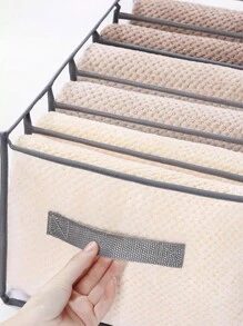 1 件装衣服和裤子收纳盒，带隔板，适用于衣柜和壁橱，牛仔裤分层存储解决方案，房间装饰，家居装饰，秋季装饰，卧室装饰 - 灰色 - 查看 4