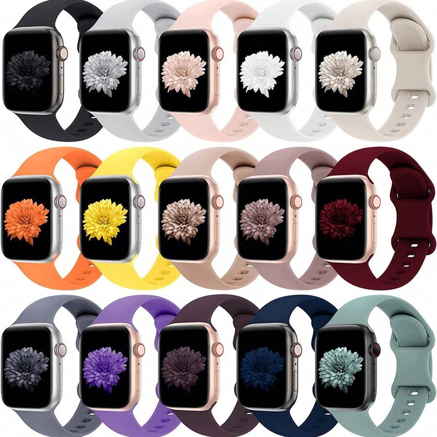 15 Pcs/Set Unisex Silicone Watch Bands Compatible With Apple Watch 38/40/41/42/44/45/49mm Compatible With Apple Watch Ultra/Se/8/7/6/5/4/3/2/1 Compatible With Apple Watch Band Compatible With Apple Watch Strap