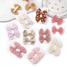2pcs/set Solid Color Bowknot Hair Clips For Kids, Perfect For Parties Or Ponytail