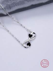 2 件套甜美百搭 925 純銀和方晶鋯石手鍊和項鍊套裝,適合女士日常、派對和工作服珠寶