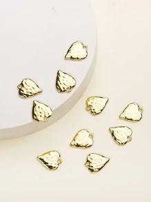 10个金色液态金属风格个性化心形吊坠，可用于DIY耳环、项链和其他配饰