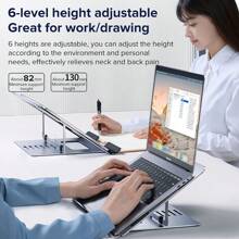 Adjustable Laptop Stand, Portable Aluminum Laptop Riser Compatible With MacBook Air Pro,  HP, Silver, Computer Stand - Silver - View 4