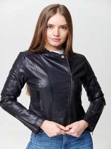 CHAMARRA ROCKERA DAMA CHAQUETA VINIPIEL - Negro - Ver 1