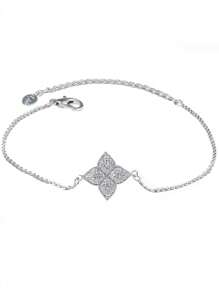 1pc Fashionable Women's Full Zirconia Four-Flower Bracelet Valentines,Mom,Mother,Mother's Day,Gift