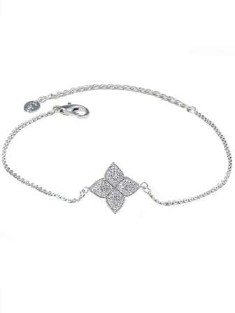 1pc Fashionable Women's Full Zirconia Four-Flower Bracelet Valentines,Mom,Mother,Mother's Day,Gift