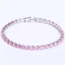 1 pieza Pulsera simple con de moda rosado cobre con zirconia cúbica redondo tenis , adecuado para hombre y mujer para uso diario