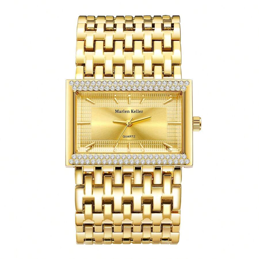Nuevo Reloj De Cuarzo De Moda De Marlen Keller Con Incrustaciones De Diamantes De Imitación, Estilo Europeo Y Americano - Dorado - Ver 1